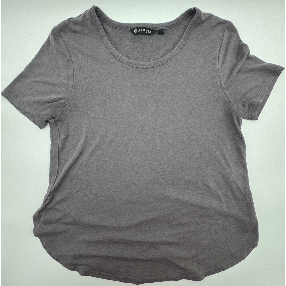 Athleta Gray Modal Blend Short Sleeve Scoop Neck Tee Women's Medium